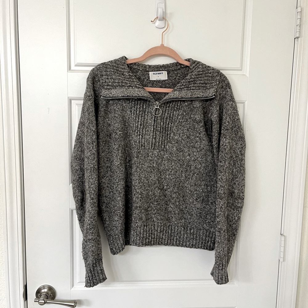 Gray Quarter-Zip Sweater